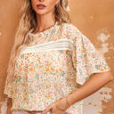  Karsyn Floral Print Wide Ruffle Sleeves Blouse