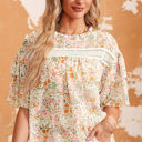  Karsyn Floral Print Wide Ruffle Sleeves Blouse