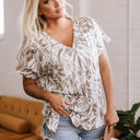  Karter Floral V Neck Short Sleeve Loose Fit Blouse