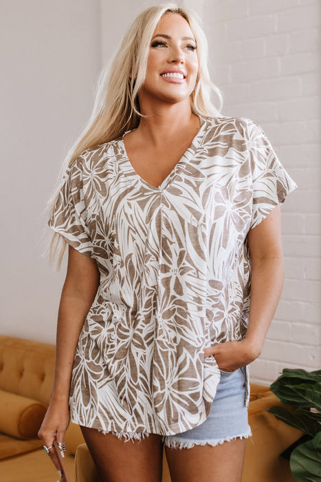 Karter Floral V Neck Short Sleeve Loose Fit Blouse