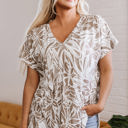  Karter Floral V Neck Short Sleeve Loose Fit Blouse