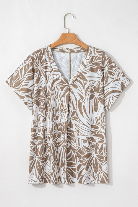 Karter Floral V Neck Short Sleeve Loose Fit Blouse