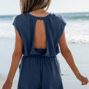  Kassidy Knit Open Back Cap Sleeve Drawstring Romper