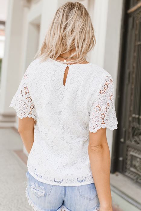 Kataleya Crochet Lace Short Sleeve Blouse