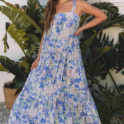 Katelyn Floral Self-tie Straps Ruffle Long Dress