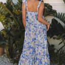  Katelyn Floral Self-tie Straps Ruffle Long Dress