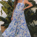  Katelyn Floral Self-tie Straps Ruffle Long Dress