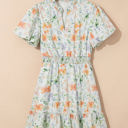  Katharine Floral Shirred High Waist Puff Sleeve Mini Dress