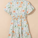  Katharine Floral Shirred High Waist Puff Sleeve Mini Dress