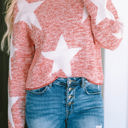 Red Large Katharine Star Spangled Casual Knit Sweater