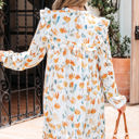  Katherine Floral Tie Neck Frilled Long Sleeve Dress