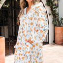  Katherine Floral Tie Neck Frilled Long Sleeve Dress
