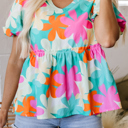  Kathryn Bubble Sleeve Peplum Blouse