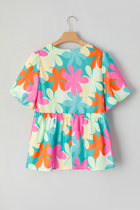 Kathryn Bubble Sleeve Peplum Blouse