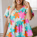 Pink Small Kathryn Bubble Sleeve Peplum Blouse