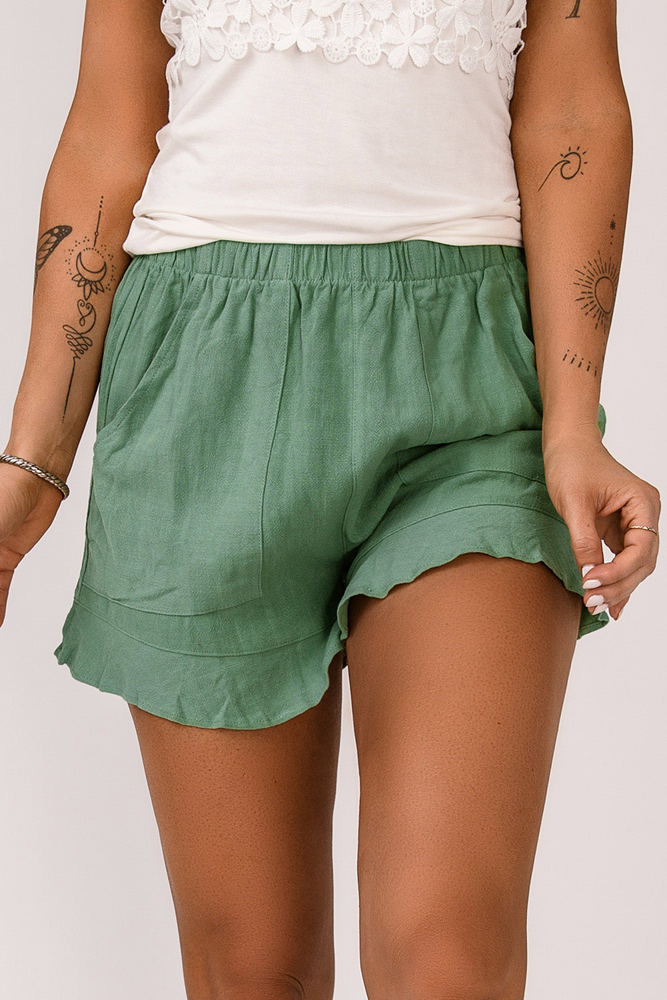 Katie High Waist Pocketed Ruffle Shorts