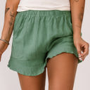 Green Large Katie High Waist Pocketed Ruffle Shorts