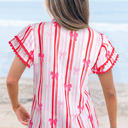  Kaya Ric-rac Trim Ruffled Sleeve Blouse