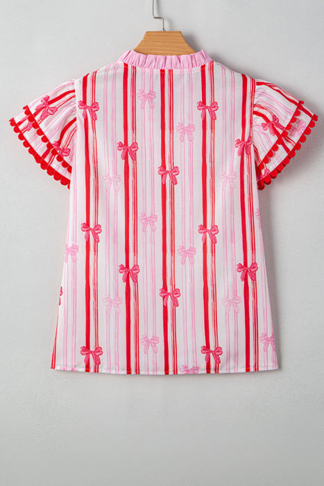 Kaya Ric-rac Trim Ruffled Sleeve Blouse