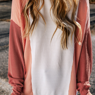 Kayla Color Block Corded Long Sleeve Top