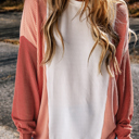  Kayla Color Block Corded Long Sleeve Top