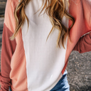  Kayla Color Block Corded Long Sleeve Top