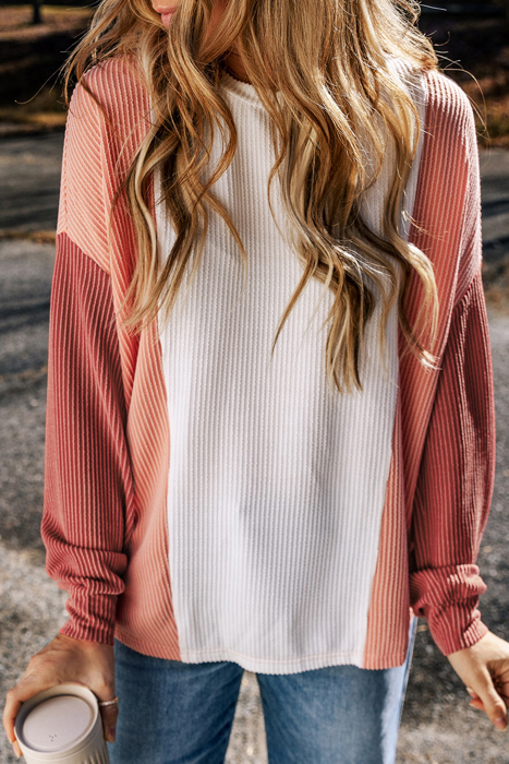 Kayla Color Block Corded Long Sleeve Top