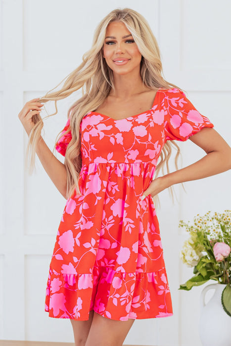 Kayla Floral Sweetheart Neck Dress