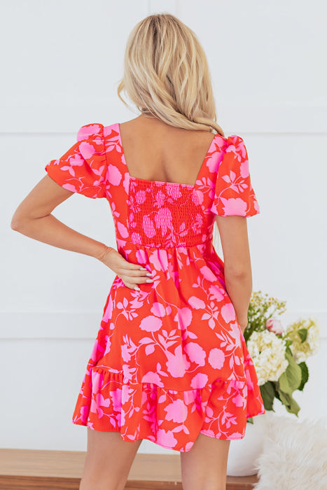 Kayla Floral Sweetheart Neck Dress