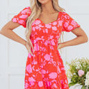  Kayla Floral Sweetheart Neck Dress