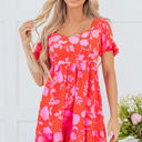  Kayla Floral Sweetheart Neck Dress