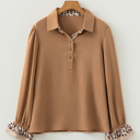 Camel Large Kayla Long Sleeve Blouse Long Sleeve Top