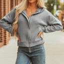  Kayla Waffle Zip Up Hooded Jacket