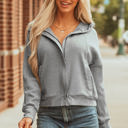  Kayla Waffle Zip Up Hooded Jacket