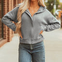  Kayla Waffle Zip Up Hooded Jacket