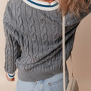  Kayle Ribbed Edge Cable Knit V Neck Sweater