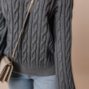  Kayle Ribbed Edge Cable Knit V Neck Sweater