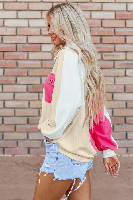 Kehlani Ribbed Collared Oversized Sweatshirt