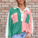 Pink XL Kehlani Ribbed Collared Oversized Sweatshirt
