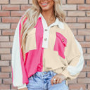 Rose Red Medium Kehlani Ribbed Collared Oversized Sweatshirt