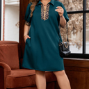  Keily Zip Collared Mini PLUS Dress