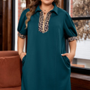 Sea Green XXXXL Keily Zip Collared Mini PLUS Dress