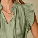  Keira V Neck Flutter Sleeve Textured Blouse