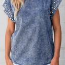  Kelly Acid Wash Pearl Embellishments Denim Top