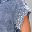  Kelly Acid Wash Pearl Embellishments Denim Top