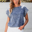  Kelly Acid Wash Pearl Embellishments Denim Top