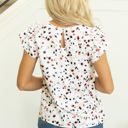  Kelly Ruffle Flutter Sleeve Keyhole Back Slim Blouse