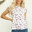 Kelly Ruffle Flutter Sleeve Keyhole Back Slim Blouse