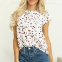  Kelly Ruffle Flutter Sleeve Keyhole Back Slim Blouse