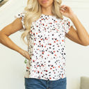  Kelly Ruffle Flutter Sleeve Keyhole Back Slim Blouse